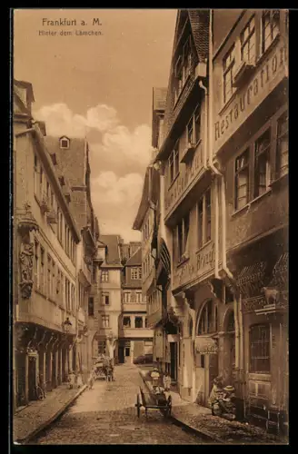 AK Alt-Frankfurt, Hinter dem Lämmchen, historische Strassenszene, Restauration