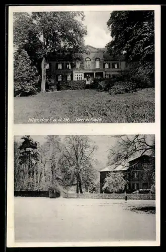 AK Niendorf a. d. St., Herrenhaus, Vorder- u. Rückansicht