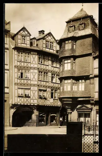 Foto-AK Alt-Frankfurt, Domplatz mit Geschäften
