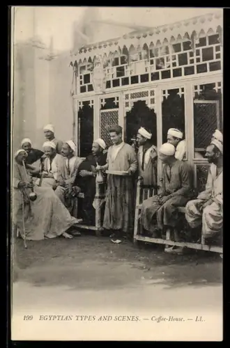 AK Egyptian Types and Scenes, Coffee-House, arabische Volkstypen