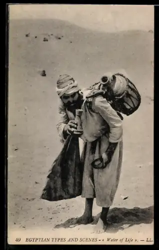 AK Ägypten, Wasserverkäufer mit Krügen u. Schale