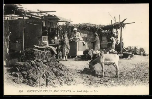 AK Arab shops, Egyptian Scènes et Types, Esel