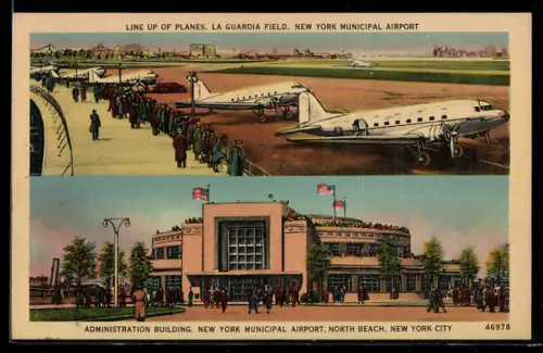 AK New York City, Line up of planes, la Guardia Field, Airport