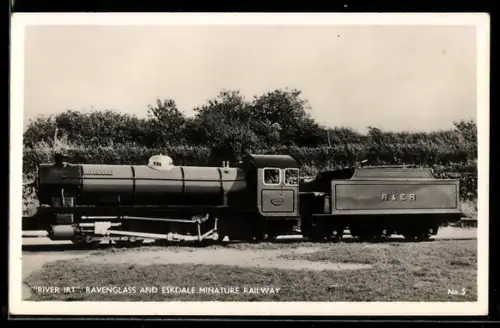 AK Ravenglass and Eskdale Miniature Railway, Dampflok River Irt mit Tender, Kleinbahn