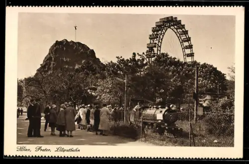 AK Wien, Prater, Liliputbahn in Fahrt, Kleinbahn