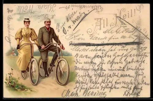 AK Paar bei gemeinsamer Ausfahrt mit Fahrrad