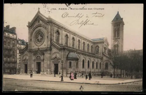 AK Paris, Notre-Dame des Champs et passants sur la place