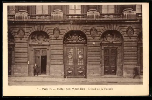 AK Paris, Hôtel des Monnaies, Détail de la Facade