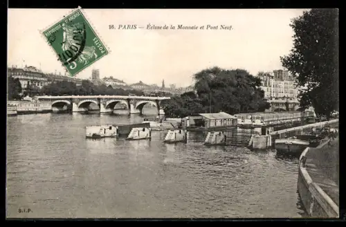 AK Paris, Écluse de la Monnaie et Pont Neuf