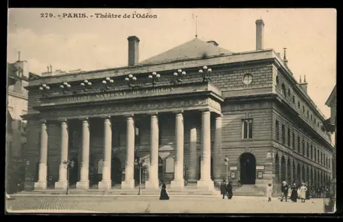 AK Paris, Théâtre de l`Odéon et sa majestueuse facade à colonnades