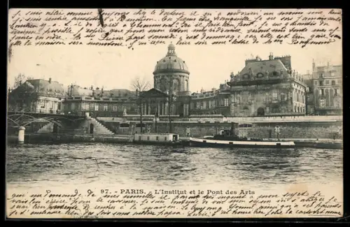 AK Paris, L`Institut et le Pont des Arts