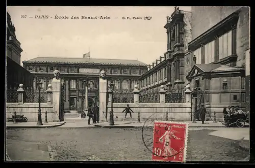 AK Paris, École des Beaux-Arts, vue de l`entrée principale avec statues et architecture monumentale
