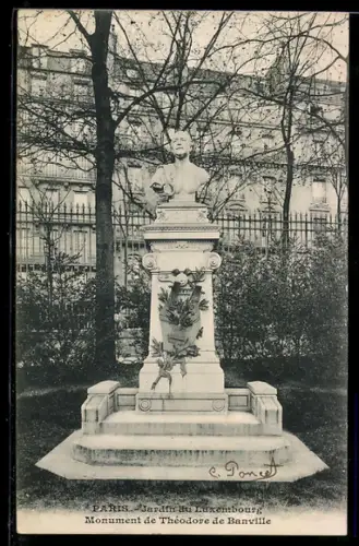 AK Paris, Jardin du Luxembourg, Monument de Théodore de Banville