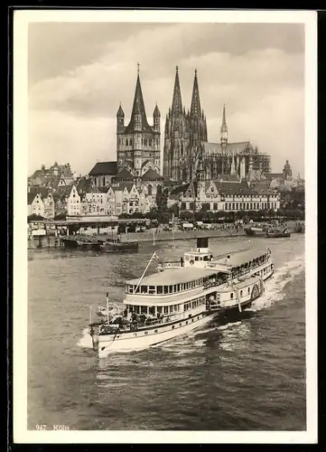 AK Köln, Dom, Gross St. Martin, Rheinschiff