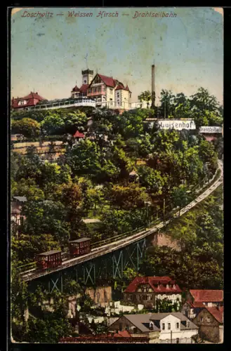 AK Loschwitz-Weisser Hirsch, Drahtseilbahn, Luisenhof