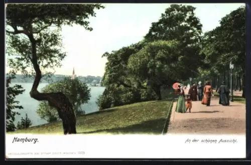 AK Hamburg-Uhlenhorst, An der schönen Aussicht, Promenade