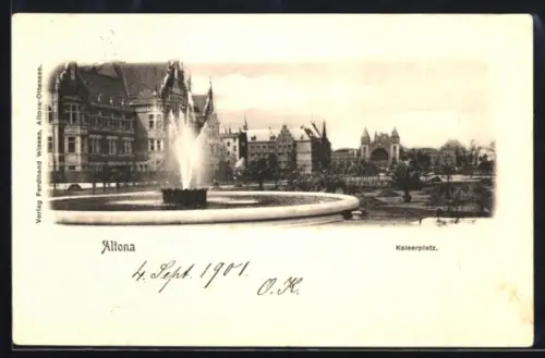 AK Hamburg-Altona, Kaiserplatz mit Brunnen