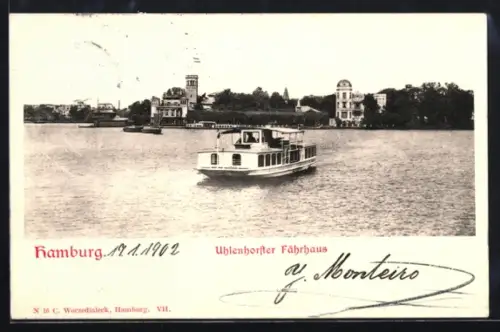 AK Hamburg, Uhlenhorster Fährhaus, Alsterdampfer