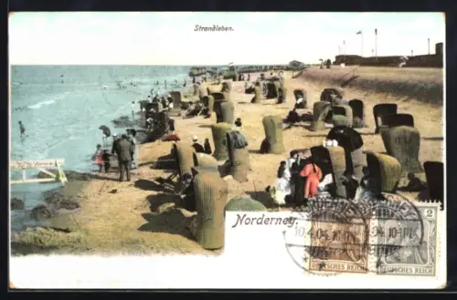 AK Norderney, Strandleben, Strandkörbe