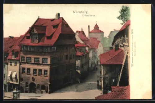AK Nürnberg, Dürerhaus aus der Vogelschau