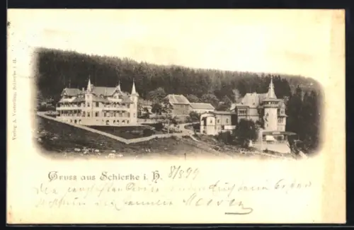 AK Schierke i. H., Ortspanorama mit Umgebung