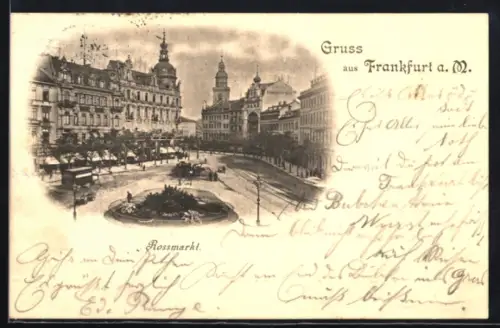 AK Frankfurt a. M., Rossmarkt aus der Vogelschau