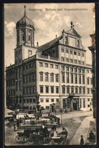AK Augsburg, Rathaus und Augustusbrunnen