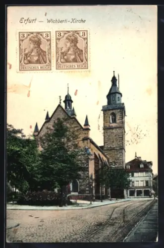 AK Erfurt, Wichbertikirche mit Strasse