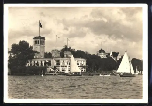 AK Hamburg, Uhlenhorster Fährhaus, Segelboote auf der Alster