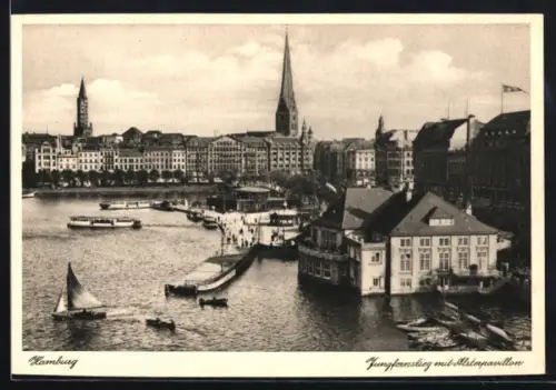 AK Hamburg-Neustadt, Jungfernstieg mit Alsterpavillon