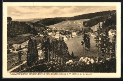 AK Morgenröthe /Rautenkranz i. V., Ortsansicht, Waldlandschaft
