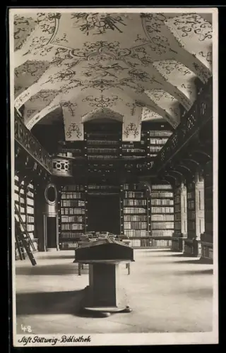 AK Göttweig, Stift Göttweig-Bibliothek, Innenansicht