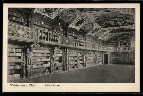 AK Waldsassen i. Obpf., Bibliotheksaal, Innenansicht