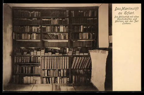 AK Erfurt, Martinstift, Bibliothek mit alten Handschriften und Büchern aus der Zeit Luthers