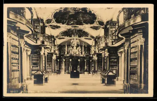 AK St. Gallen, Stiftsbibliothek, Innenansicht