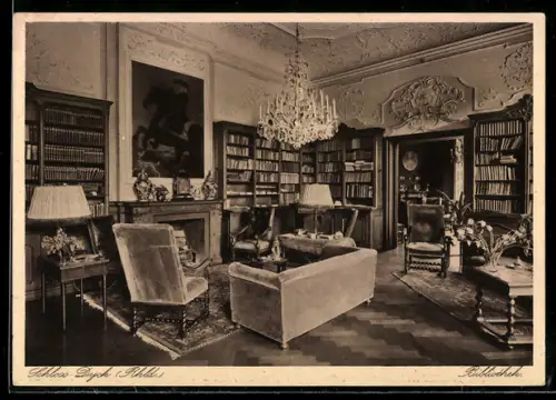 AK Schloss Dyck /Rhld., Bibliothek, Innenansicht