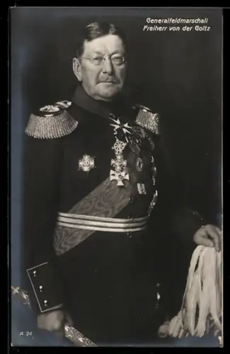 AK Generalfeldmarschall von der Goltz in Uniform mit Marschallstab