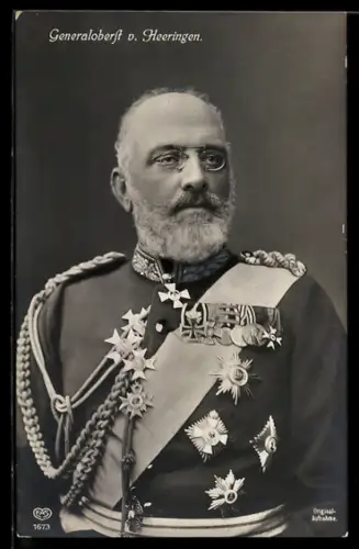 AK Generaloberst von Heeringen mit Kneifer und Uniform