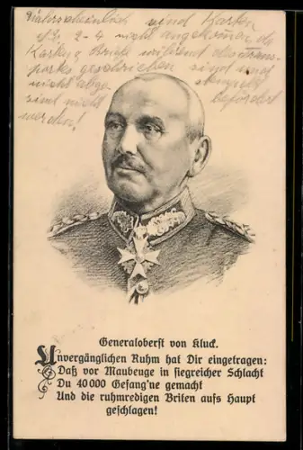 AK Generaloberst von Kluck in Uniform mit Pour le Merite
