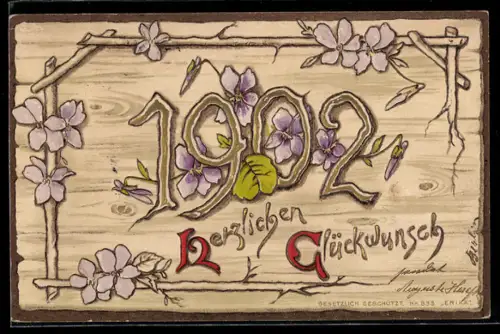 AK Glückwünsche zum Jahr 1902, Jahreszahl