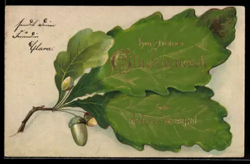 AK Neujahrsglückwünsche mit Eichenblatt