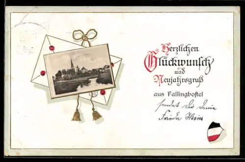 AK Thun, Uferpartie, Neujahrsgruss, Passepartout