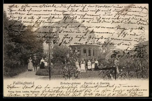 AK Fallingbostel, Erholungshaus, Partie aus dem Garten