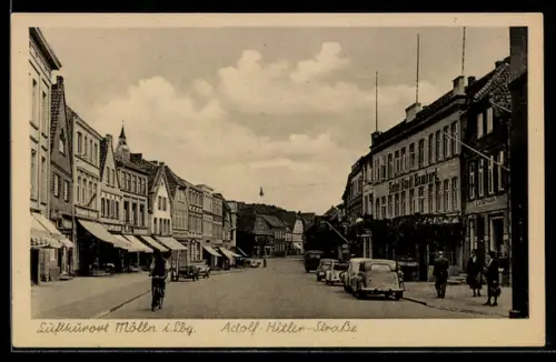 AK Mölln i. Lbg., Strasse mit Hotel Stadt Hamburg