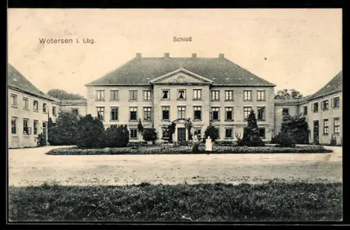 AK Wotersen i. Lbg., Schloss mit Strassenpartie