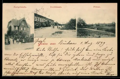 AK Büchen, Postgeäbude, Dorfstrasse, Pötrau