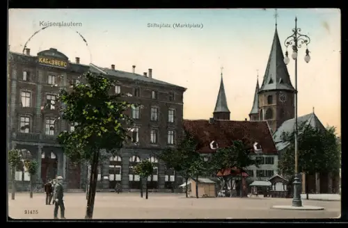 AK Kaiserslautern, Stiftsplatz / Marktplatz mit Kirche, Panorama