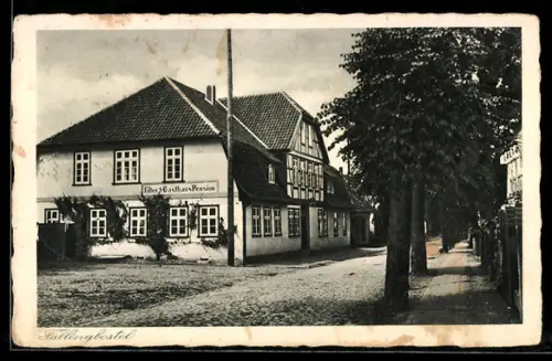 AK Fallingbostel, Strassenpartie mit Gasthaus Pension Filter