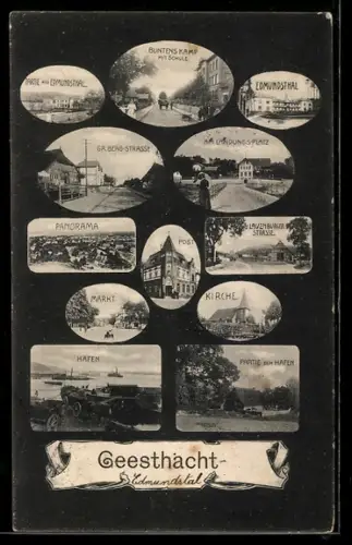 AK Geesthacht, Buntens Kamp mit Schule, Kirche, Hafen