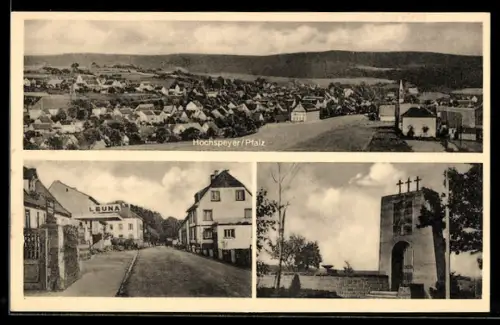 AK Hochspeyer /Pfalz, Teilansicht, Kirche, Strassenpartie